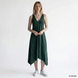 Dolan Left Coast Collection Handkerchief Dress Womens XS Green V-Neck 171335P